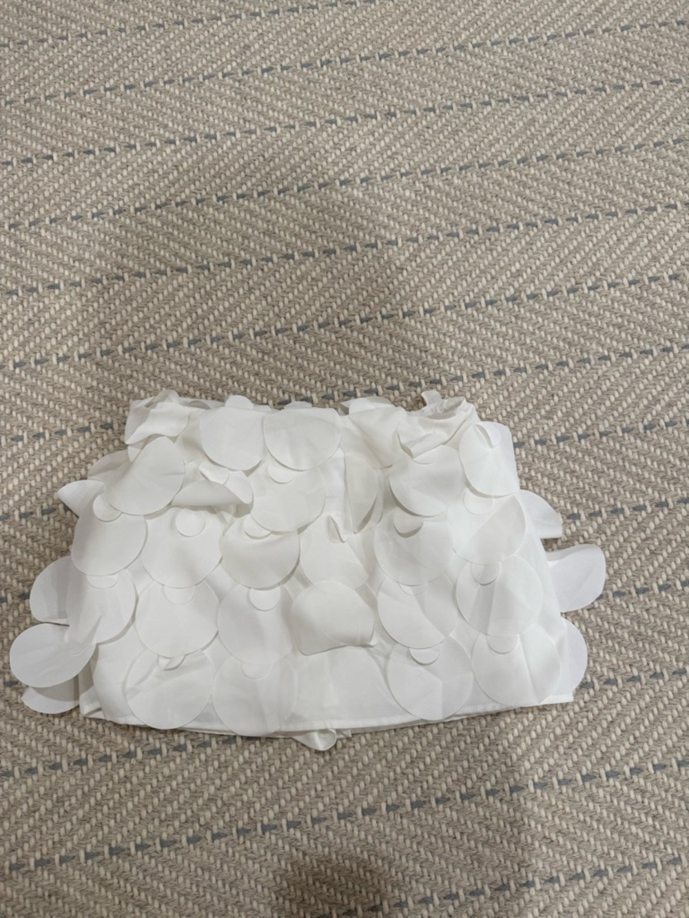 White Mini Skirt with Petal Appliqué